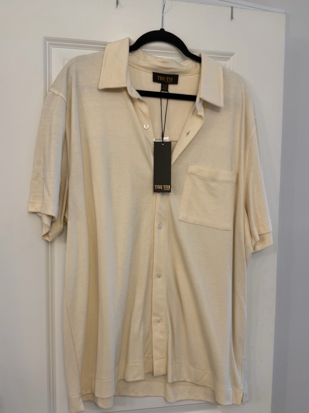 Truth Cream Short Sleeve Button-Down Pocket Shirt